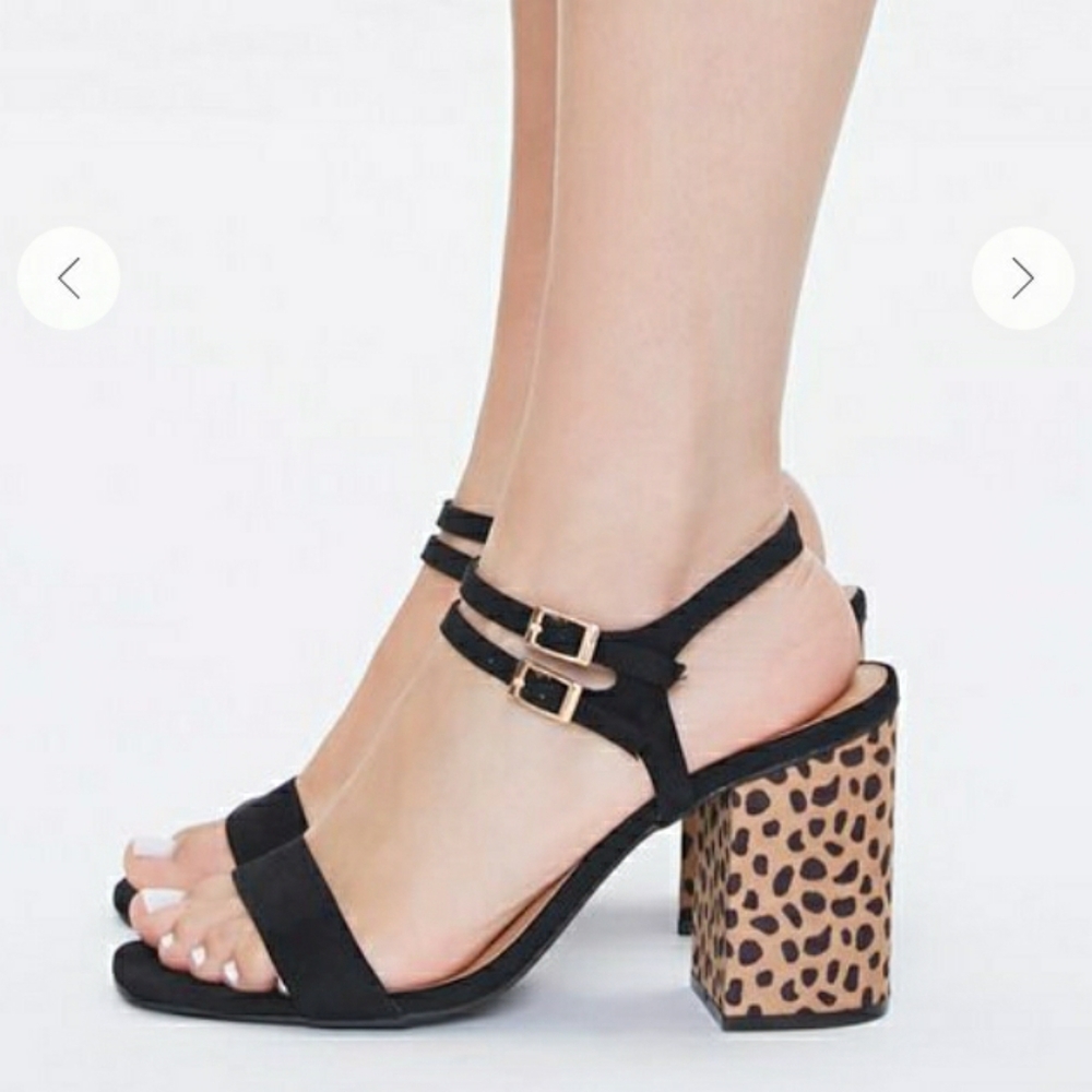 Bamboo Chunky Heel Sandal - Cheetah Print